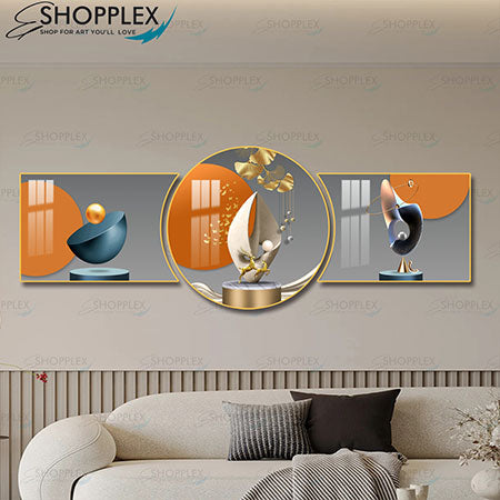 Panoramic Modern Abstract 3 Piece Artwork 3P-175