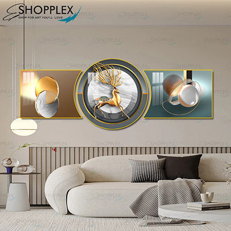 Sequential Deer Symphony 3 Piece Wall Art 3P-176