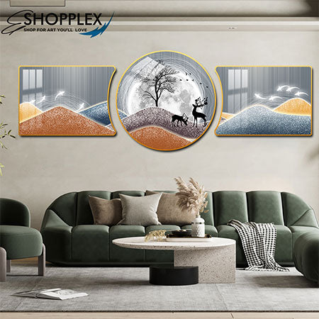 Sequential Deer Symphony 3 Piece Canvas Wall Art 3P-177