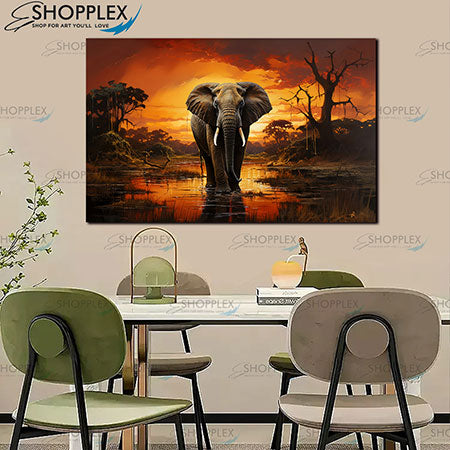 Wading Elephant Art