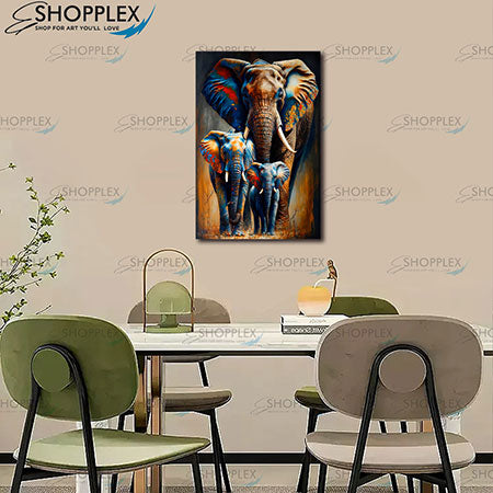 Close-Up Elephant Group Canvas Art