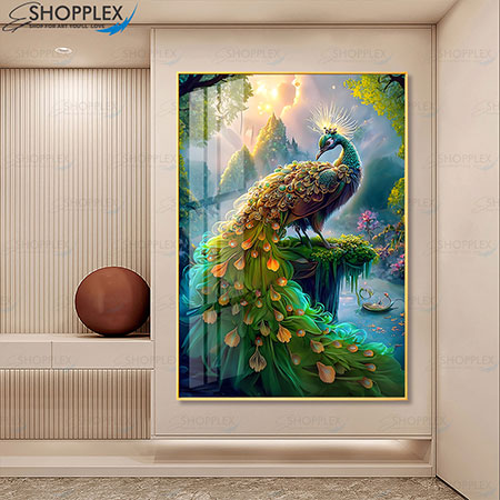 Peacock with 5D diamonds wallart D141