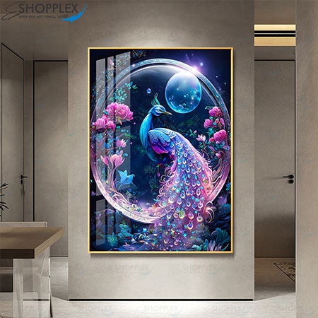 Peacock with 5D diamonds wallart D142
