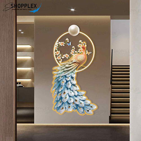 Peacock in a Floral Circle Artwork F12