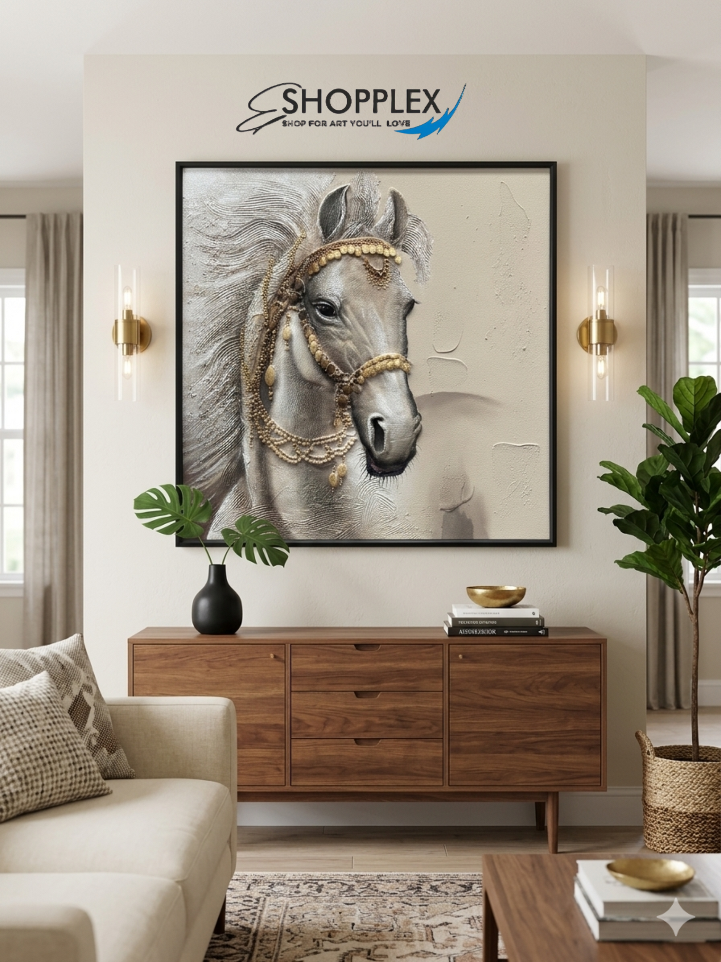 Horse oil painting Embossed