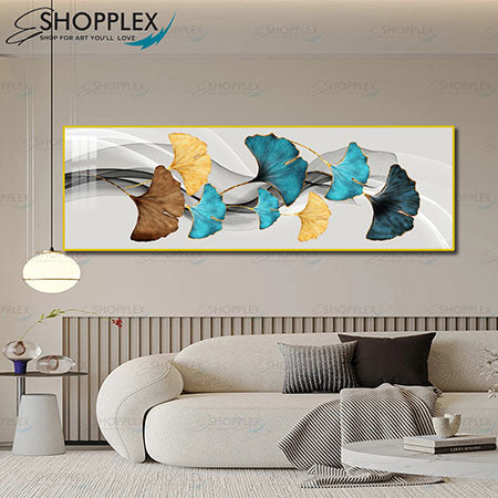 Blue and Yellow Ginkgo Leaves Landscape Wall art P221