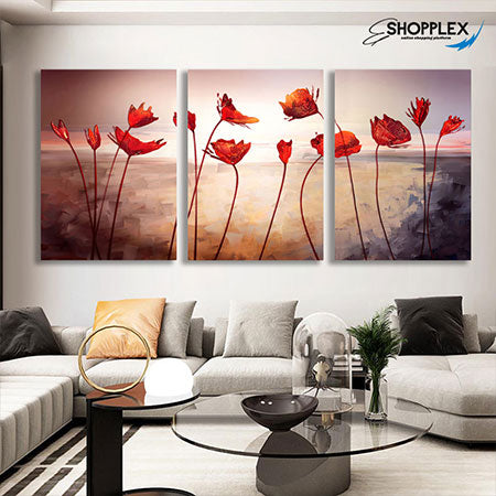 3 Piece Abstract Flower Design Art 59