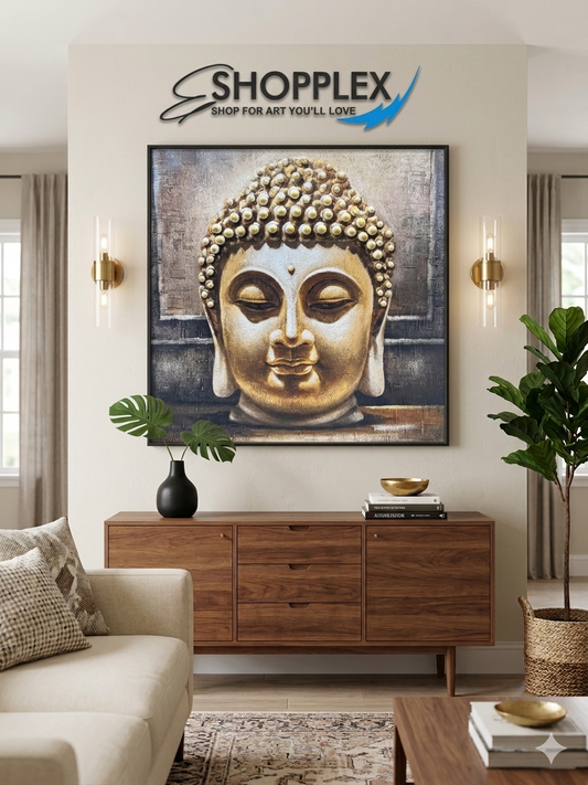 Buddha Oil painting Embossed