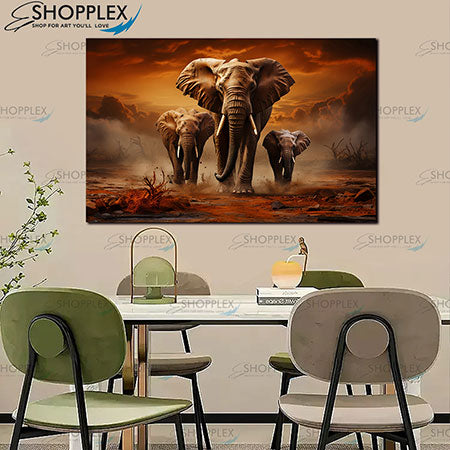 Three Elephants Canvas Art