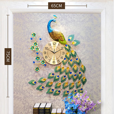 Azure Peacock Clock Wall Art CL41