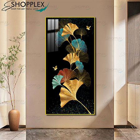 Ginkgo Leaf with 5D diamonds wallart D158 Multicolor