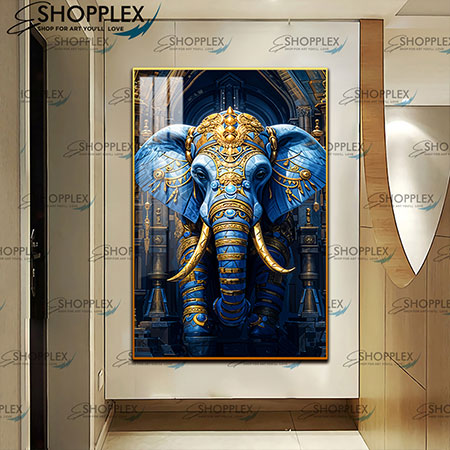 Beautiful Elephant on Gold frame with 5D diamonds D163