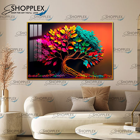 Beautiful Colorful Tree on Gold frame with 5D diamonds D169