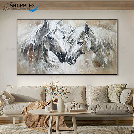 Nuzzling Two Horses Canvas Artwork O35