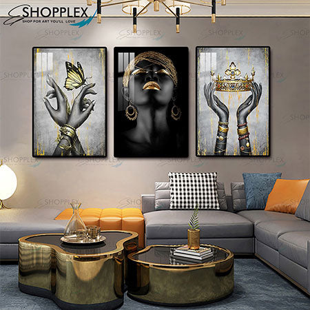 Set of 3 African Model wall art P226