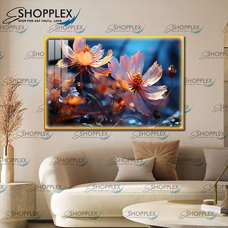 Beautiful Flower on Gold frame with LED