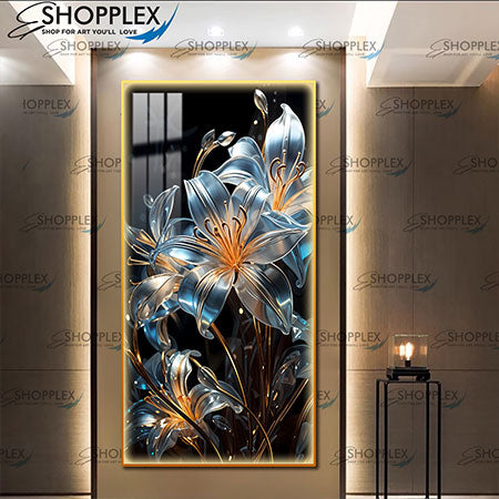 Beautiful Flower glowing on Gold frame with LED