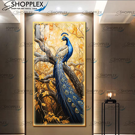 Beautiful Peacock on Gold frame with LED