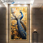 Beautiful Peacock on Gold frame with LED