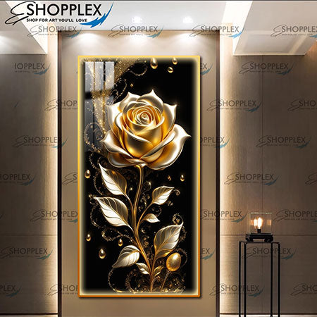 Beautiful Rose on Gold frame with LED