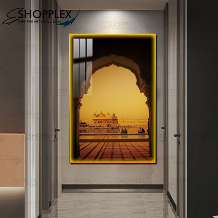 Beautiful Golden temple on Gold frame with LED