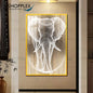 Beautiful White Elephant on Gold frame with LED