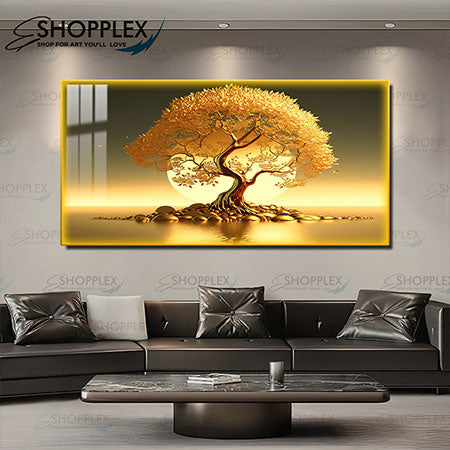 Beautiful Golden Tree on Gold frame with LED