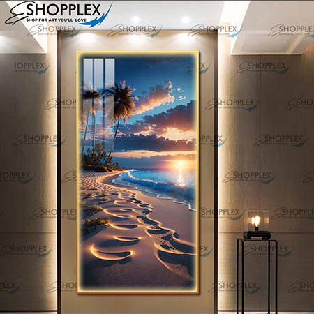 Beach Sand Walk on Gold frame with LED