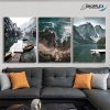 3 Piece Abstract Lake Boat Nature Design Art 61