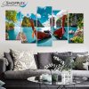 Thailand Beach with Boat 5 piece Cheap canvas Painting artwork Print