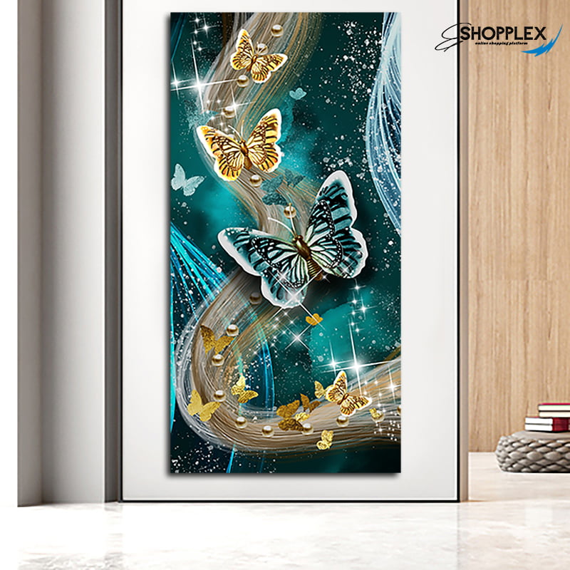 Canvas wall art for sale Print Poster Silver Golden Butterfly design